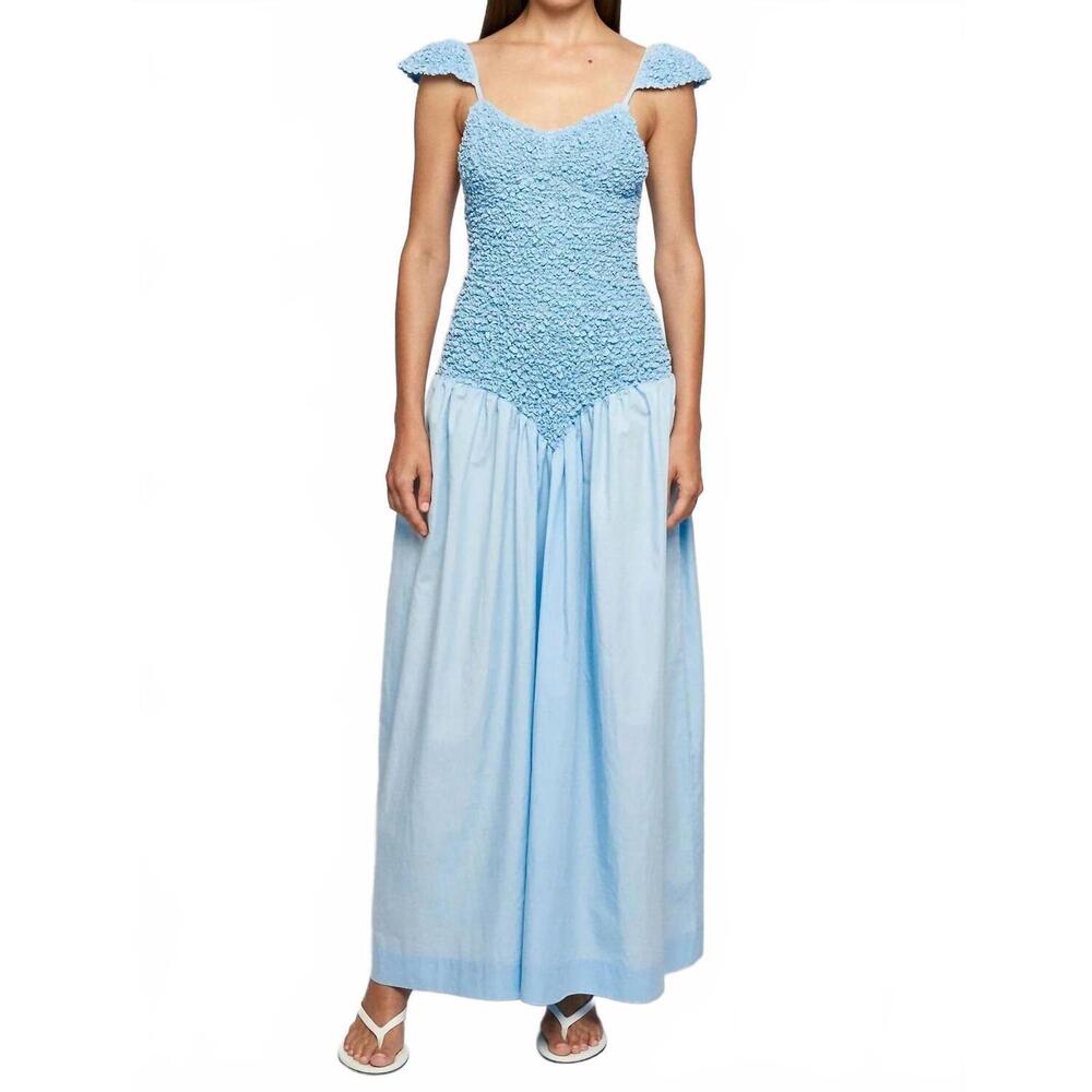 NEW S/W/F cap sleeve mottled maxi dress in sky blue